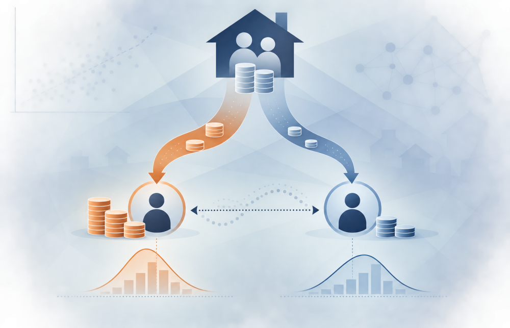 Parental economic support flowing along different pathways to two siblings